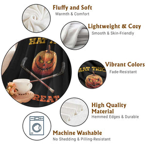 Halloween Hockey Throw Blanket Hat Trick Or Treat Pumpkin Player TS09 Print Your Wear