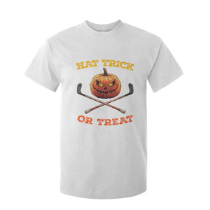 Halloween Hockey T Shirt For Kid Hat Trick Or Treat Pumpkin Player TS09 White Print Your Wear