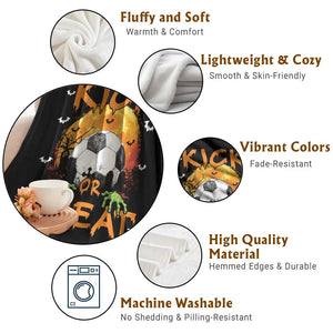 Halloween Soccer Throw Blanket Kick Or Treat Spooky Season TS09 Print Your Wear