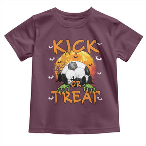 Halloween Soccer Baby Shirt Kick Or Treat Spooky Season TS09 Maroon Print Your Wear