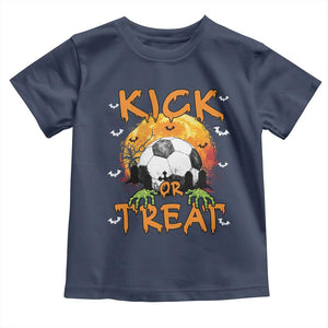 Halloween Soccer Baby Shirt Kick Or Treat Spooky Season TS09 Navy Print Your Wear