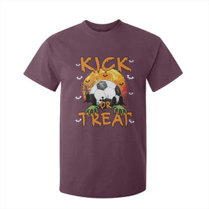 Halloween Soccer T Shirt For Kid Kick Or Treat Spooky Season TS09 Maroon Print Your Wear