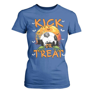 Halloween Soccer T Shirt For Women Kick Or Treat Spooky Season TS09 Royal Blue Print Your Wear