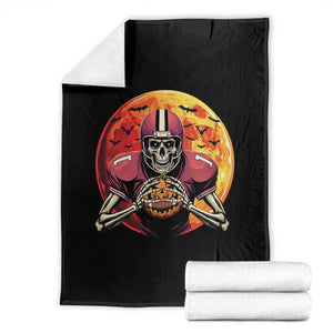Halloween Football Throw Blanket Spooky Skeleton Player TS09 Black Print Your Wear