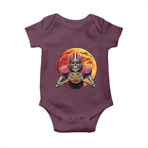 Halloween Football Baby Onesie Spooky Skeleton Player TS09 Maroon Print Your Wear