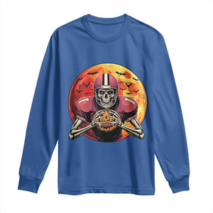 Halloween Football Long Sleeve Shirt Spooky Skeleton Player TS09 Royal Blue Print Your Wear