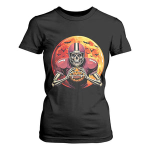 Halloween Football T Shirt For Women Spooky Skeleton Player TS09 Black Print Your Wear