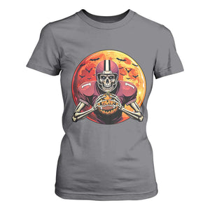Halloween Football T Shirt For Women Spooky Skeleton Player TS09 Charcoal Print Your Wear