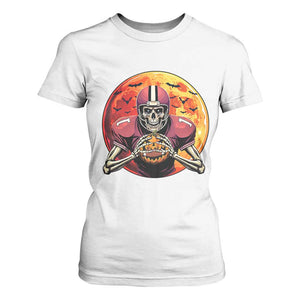 Halloween Football T Shirt For Women Spooky Skeleton Player TS09 White Print Your Wear