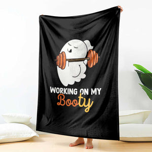 Halloween Gymer Throw Blanket Working On My Booty Funny Ghost TS09 Print Your Wear
