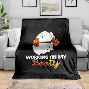 Halloween Gymer Throw Blanket Working On My Booty Funny Ghost TS09 Print Your Wear
