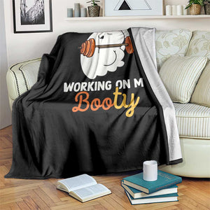 Halloween Gymer Throw Blanket Working On My Booty Funny Ghost TS09 Print Your Wear