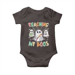Teacher Halloween Baby Onesie Teaching My Boos Cute Ghost TS09 Dark Chocolate Print Your Wear