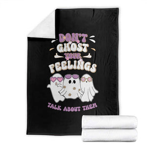 School Counselor Halloween Throw Blanket Don't Ghost Your Feelings Spooky Mental Health TS09 Black Print Your Wear