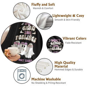 School Counselor Halloween Throw Blanket Don't Ghost Your Feelings Spooky Mental Health TS09 Print Your Wear