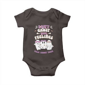 School Counselor Halloween Baby Onesie Don't Ghost Your Feelings Spooky Mental Health TS09 Dark Chocolate Print Your Wear
