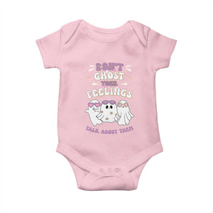 School Counselor Halloween Baby Onesie Don't Ghost Your Feelings Spooky Mental Health TS09 Light Pink Print Your Wear