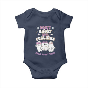 School Counselor Halloween Baby Onesie Don't Ghost Your Feelings Spooky Mental Health TS09 Navy Print Your Wear