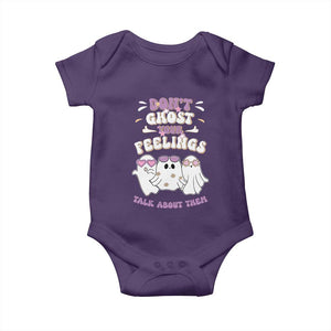 School Counselor Halloween Baby Onesie Don't Ghost Your Feelings Spooky Mental Health TS09 Purple Print Your Wear