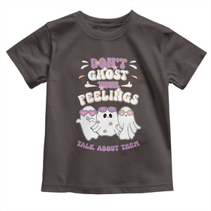 School Counselor Halloween Baby Shirt Don't Ghost Your Feelings Spooky Mental Health TS09 Dark Chocolate Print Your Wear