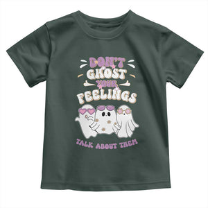 School Counselor Halloween Baby Shirt Don't Ghost Your Feelings Spooky Mental Health TS09 Dark Forest Green Print Your Wear