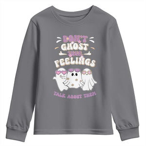 School Counselor Halloween Youth Sweatshirt Don't Ghost Your Feelings Spooky Mental Health TS09 Charcoal Print Your Wear