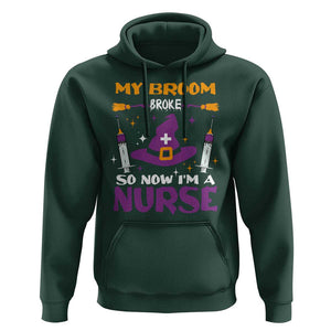 Nurse Halloween Hoodie My Broom Broke So Now Im A Nurse TS09 Dark Forest Green Print Your Wear