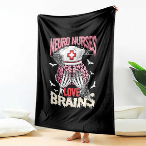 Nurse Halloween Throw Blanket Neuro Nurses Love Brains Skeleton TS09 Print Your Wear