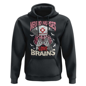Nurse Halloween Hoodie Neuro Nurses Love Brains Skeleton TS09 Black Print Your Wear