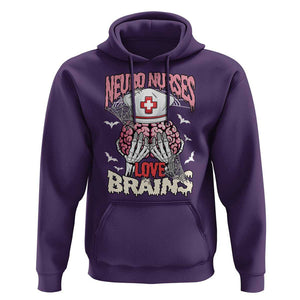 Nurse Halloween Hoodie Neuro Nurses Love Brains Skeleton TS09 Purple Print Your Wear