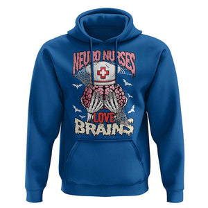 Nurse Halloween Hoodie Neuro Nurses Love Brains Skeleton TS09 Royal Blue Print Your Wear