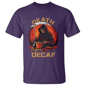 Death Before Decaf Skeleton Caffeine Coffee Drinker T Shirt TS09 Purple Printyourwear