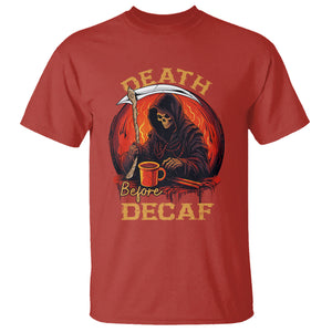 Death Before Decaf Skeleton Caffeine Coffee Drinker T Shirt TS09 Red Printyourwear