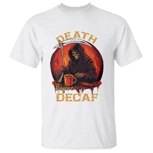 Death Before Decaf Skeleton Caffeine Coffee Drinker T Shirt TS09 White Printyourwear