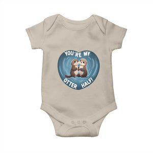 Valentine's Day Baby Onesie You're My Otter Half Cute Animal Hug Holding Hand TS09 Sand Print Your Wear