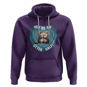Valentine's Day Hoodie You're My Otter Half Cute Animal Hug Holding Hand TS09 Purple Printyourwear