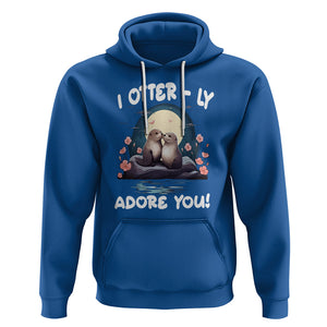 Valentine's Day Hoodie I Otterly Adore You Cute Otter Holding Hand Kisses TS09 Royal Blue Printyourwear