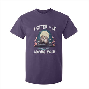 Valentine's Day T Shirt For Kid I Otterly Adore You Cute Otter Holding Hand Kisses TS09 Purple Print Your Wear
