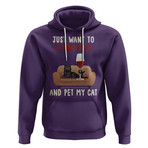 I Just Want to Drink Wine And Pet My Cat Hoodie TS09 Purple Printyourwear