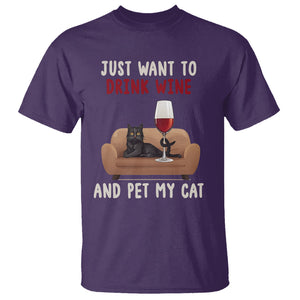 I Just Want to Drink Wine And Pet My Cat T Shirt TS09 Purple Printyourwear