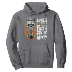 Racing Car Hoodie Build It Tune It Race It Break It TS09 Charcoal Print Your Wear