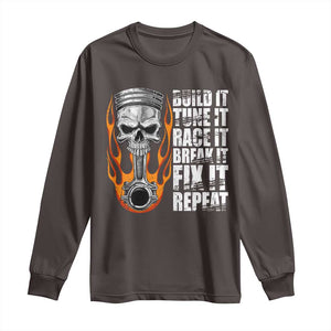 Racing Car Long Sleeve Shirt Build It Tune It Race It Break It TS09 Dark Chocolate Print Your Wear