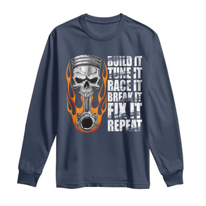 Racing Car Long Sleeve Shirt Build It Tune It Race It Break It TS09 Navy Print Your Wear