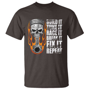 Racing Car T Shirt Build It Tune It Race It Break It TS09 Dark Chocolate Print Your Wear