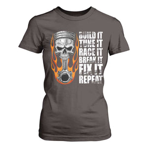 Racing Car T Shirt For Women Build It Tune It Race It Break It TS09 Dark Chocolate Print Your Wear
