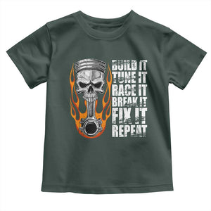 Racing Car Toddler T Shirt Build It Tune It Race It Break It TS09 Dark Forest Green Print Your Wear