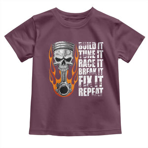Racing Car Toddler T Shirt Build It Tune It Race It Break It TS09 Maroon Print Your Wear
