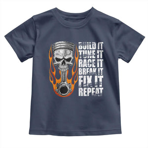 Racing Car Toddler T Shirt Build It Tune It Race It Break It TS09 Navy Print Your Wear