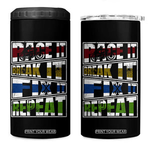 Racing 4 in 1 Can Cooler Tumbler Race It Break It Fix It Repeat Racer TS09 One Size: 16 oz Black Print Your Wear