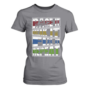 Racing T Shirt For Women Race It Break It Fix It Repeat Racer TS09 Charcoal Print Your Wear